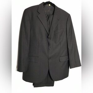Baumler Mens Wool Black Stripped Blazer Jacket 2 Pc Suit 56